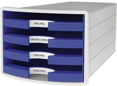 HAN Schubladenbox IMPULS 1013-14 DIN A4/C4 4Fächer offen l.gr/bl