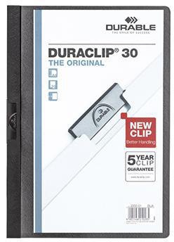 DURABLE Klemmmappe DURACLIP 30 220001 DIN A4 Hartfolie schwarz