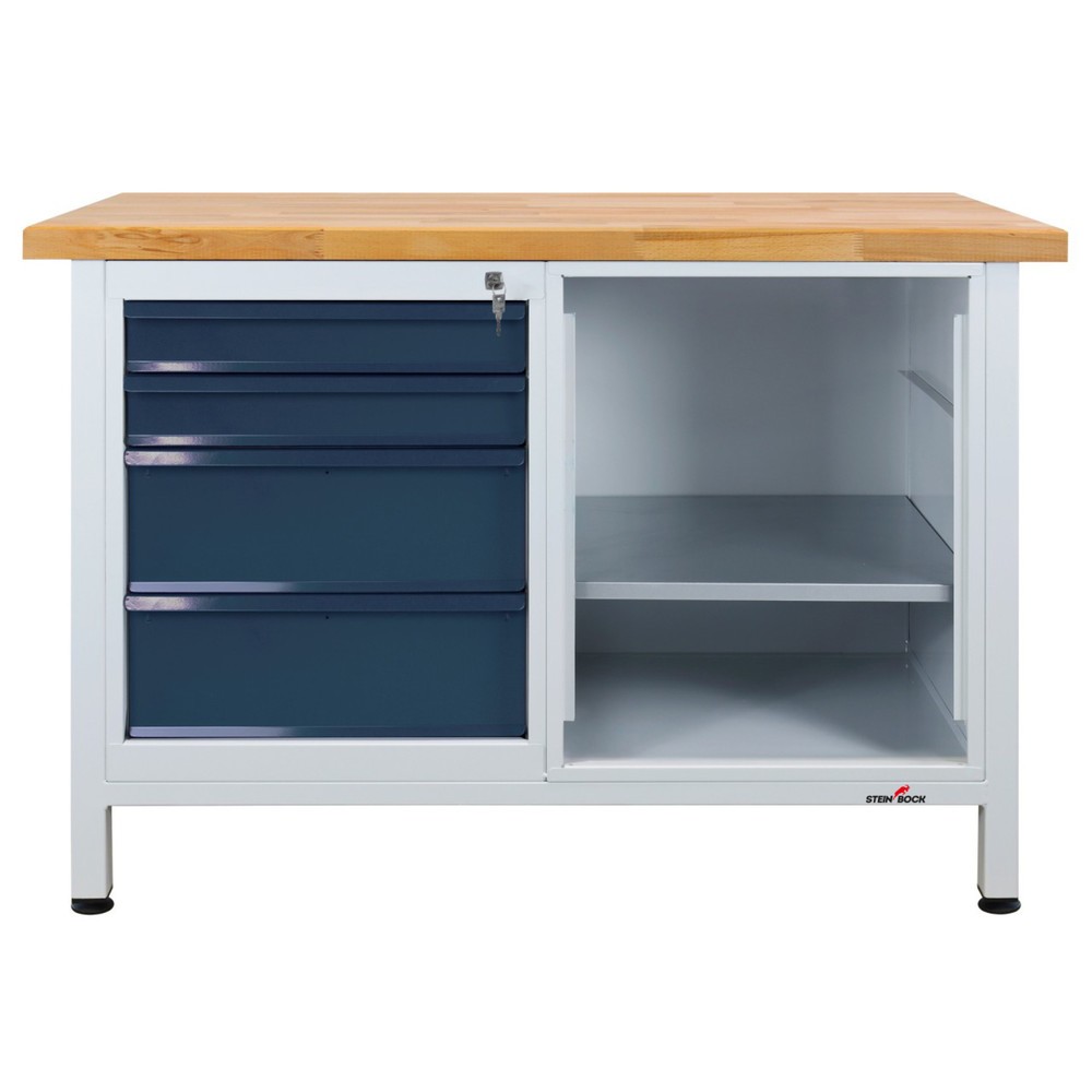 Steinbock® Werkbank Premium, 4 Schubladen, 1 Regalabteil, TK 300 kg