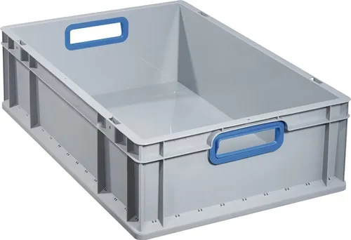 Transportstapelbehälter L600xB400xH170mm grau PP offener Griff blau