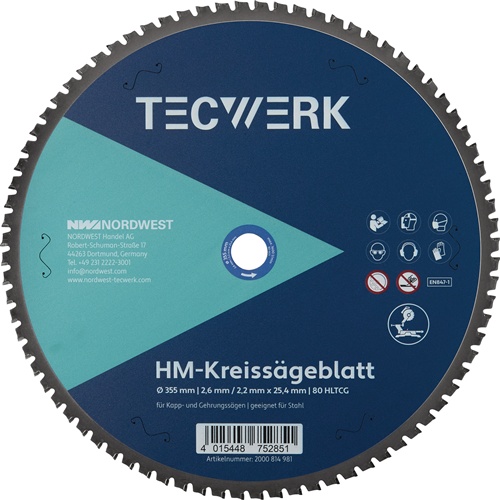 Tisch-/Kappkreissägeblatt AD 355mm Z.80 HLTCG Bohr.25,4mm Schnitt-B.2.6mm