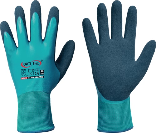 Handschuhe Aqua Guard Gr.9 blau EN 388 PSA II PA m.Latex/Latex OPTIFLEX