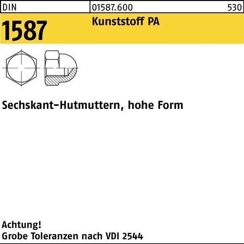 Sechskanthutmutter DIN 1587 M3 Polyamid natur 100 Stück