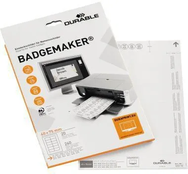DURABLE Einsteckschild BADGEMAKER 145302 75x40mm weiß 240 St./Pack.