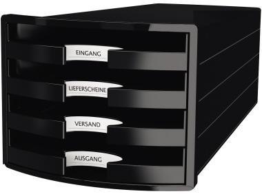 HAN Schubladenbox IMPULS 1013-13 DIN A4/C4 4Fächer offen sw