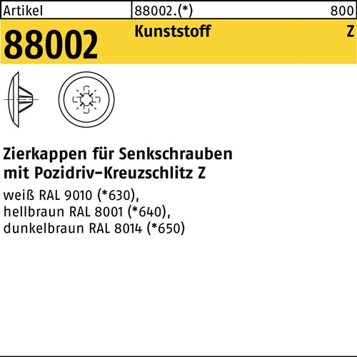 Zierkappe R 88002 f.PZ 1x 8/3 Ku. dunkelbraun 1000 Stück
