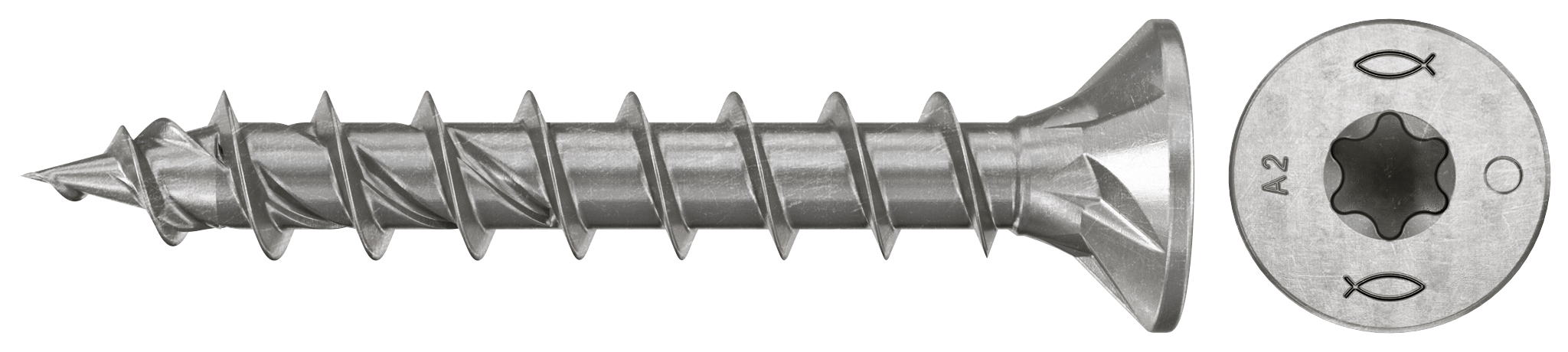 fischer Spanplattenschraube PowerFast FPF II CTF 5,0 x 30 A2 200, Senkkopf, Innenstern TX, Vollgewinde, Edelstahl A2