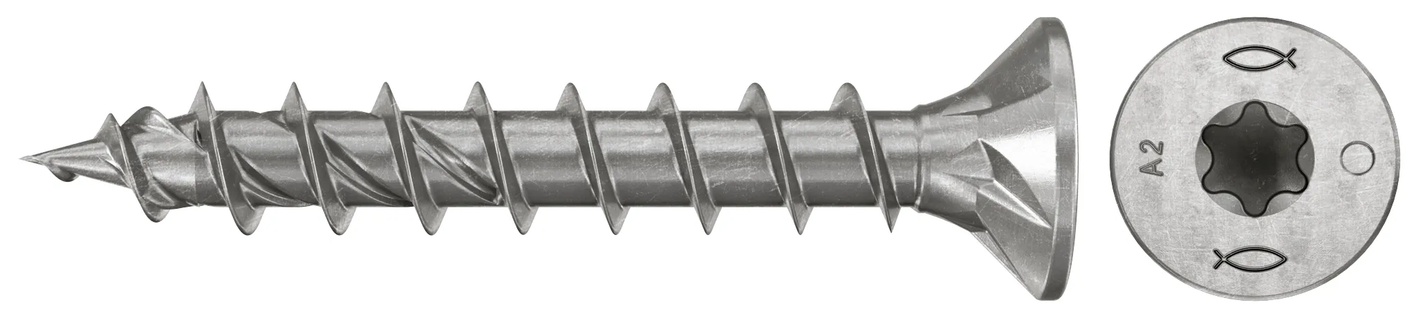 fischer Spanplattenschraube PowerFast FPF II CTF 5,0 x 30 A2 200, Senkkopf, Innenstern TX, Vollgewinde, Edelstahl A2