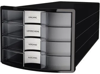 HAN Schubladenbox IMPULS 1012-363 DIN A4/C4 4Fächer geschl. sw/tr