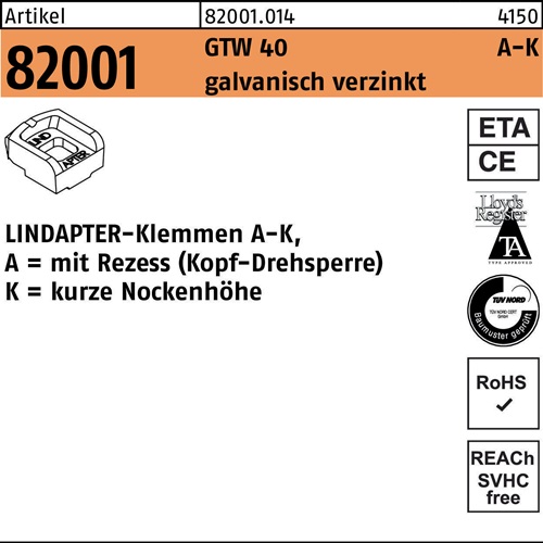 Klemmen R 82001 GTW 40 KM 10/4,0 galv.verz. 1 Stück LINDAPTER