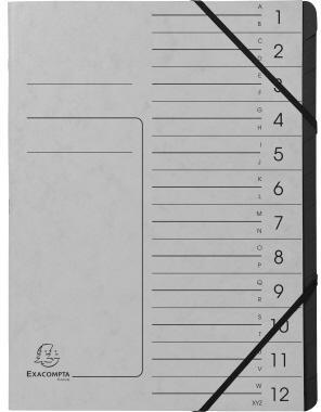 Exacompta Ordnungsmappe 541211E DIN A4 12Fächer Karton grau