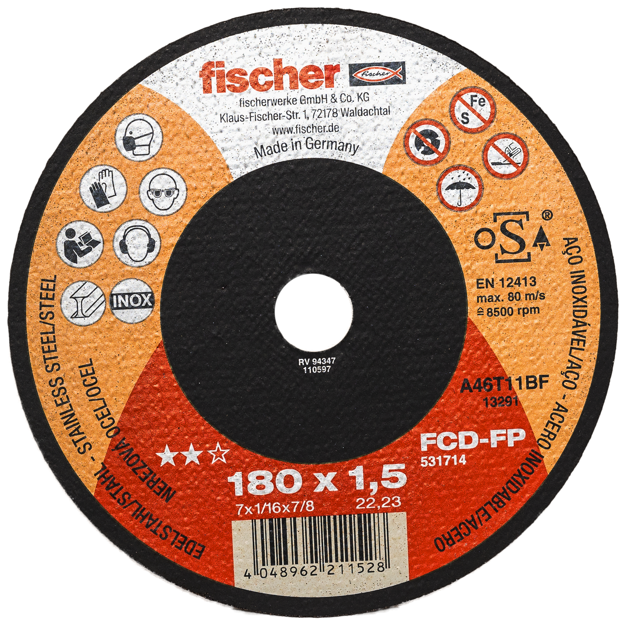 fischer Trennscheibe FCD-FP 180 x 1,5 x 22,23 Inox