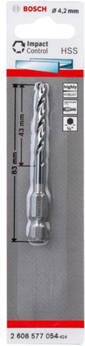 Bosch Spiralbohrer Arbeits-L.43mm D.4,2mm L.83mm HSS Schaft-D.6,35mm