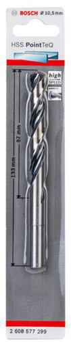 Bosch Metallspiralbohrer PointTeQ DIN388 Arbeits-L.87mm D.10,5mm Typ N