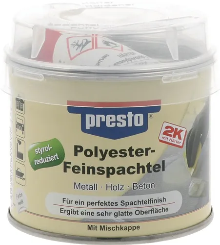 2K-Feinspachtel weiß,Härter rot 250g Dose PRESTO