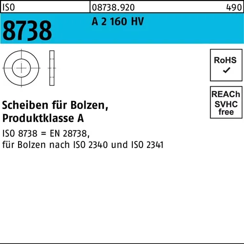 Unterlegscheibe ISO 8738 f.Bolzen 10 A 2 160 HV 50 Stück