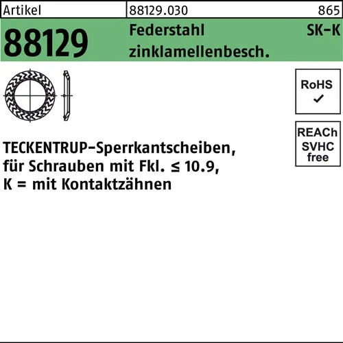 Sperrkantscheibe R 88129 K 4x 8,2x0,8 Federst. zinklamellenb. 250St TECKENTRUP