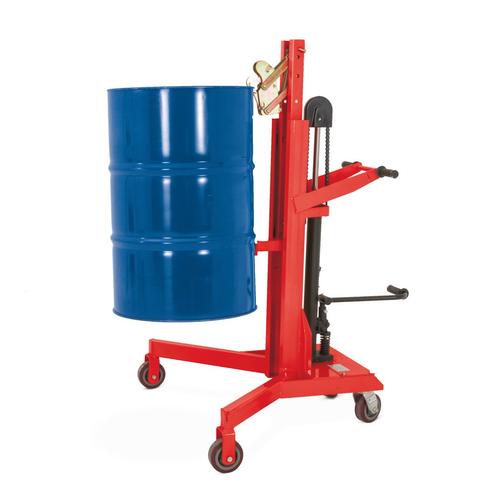 Fassheber mit Fußpedalhub, Eckaufnahme, Hubhöhe 500 mm, TK 450 kg