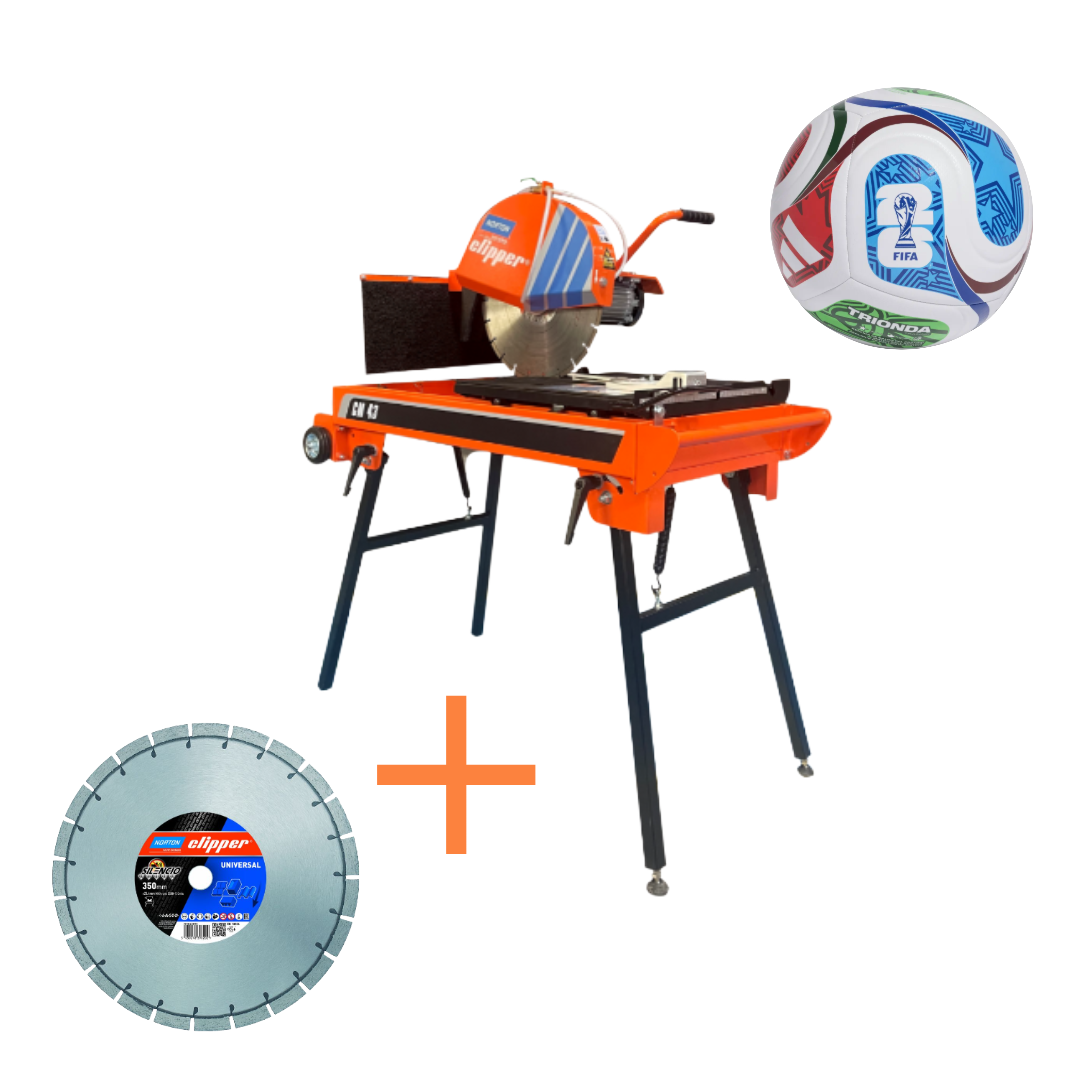 Norton Clipper Tischsäge CM43 inkl. 1x Extreme Universal Silencio Diamantscheibe Ø 350 × 25,4 MM + 1x Adidas WM-Fußball