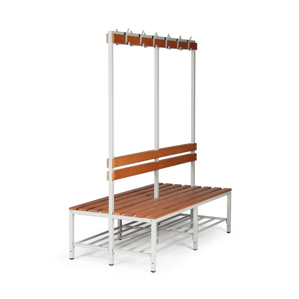 HEMMDAL Umkleidesitzbank, 2-seitig, Länge 1.600 mm,  2x 6 Haken