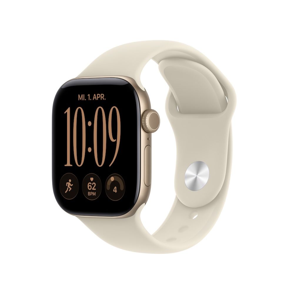 Apple Watch Series 12 Sportarmband, Lichtgold, Sand, 42mm, GPS + Cellular, M/L