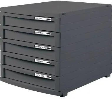 HAN Schubladenbox CONTUR 1505-191 DIN A4/B4/C4 5Schübe geschl dgr/dgr