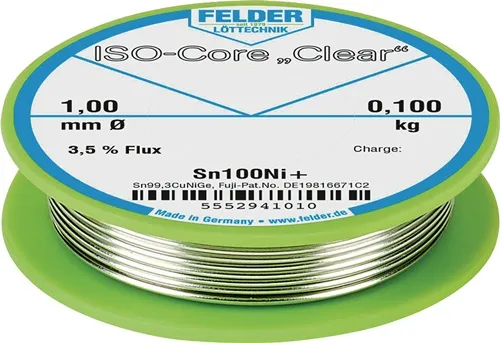 Lötdraht ISO-Core® Clear 2mm 100g Sn100Ni+ FELDER