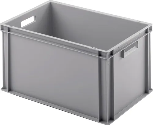 Transportstapelbehälter L600xB400xH320mm o.Deckel hellgrau PP offene Durchgriffe