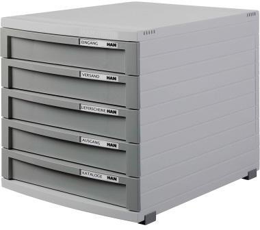 HAN Schubladenbox CONTUR 1505-19 DIN B4 5Schübe geschloss. l.gr/d.gr