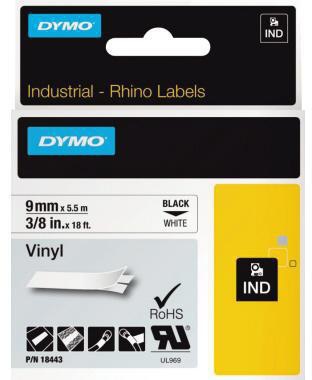 DYMO Schriftbandkassette Rhino ID1 18443 9mmx5,5m sw auf ws
