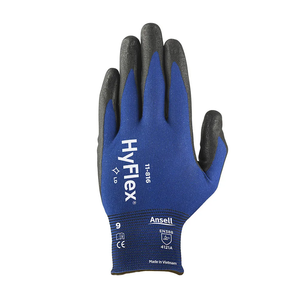 ANSELL Schutzhandschuh super leicht HYFLEX schwarz/blau (11-816)