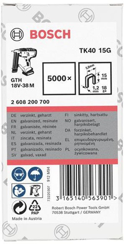 Bosch Klammer TK40 15G BxL 5,8x15mm Dicke 1,2mm geharzt verzinkt 