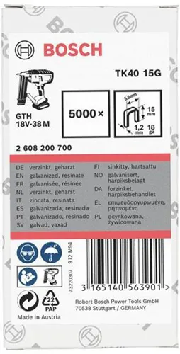 Bosch Klammer TK40 15G BxL 5,8x15mm Dicke 1,2mm geharzt verzinkt
