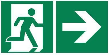 Hinweisschild Rettungsweg rechts 30x15cm Hart-PVC