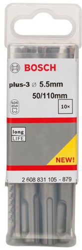 Bosch Hammerbohrer Arbeits-L.50mm D.5,5mm L.110mm SDS plus-3 10 St