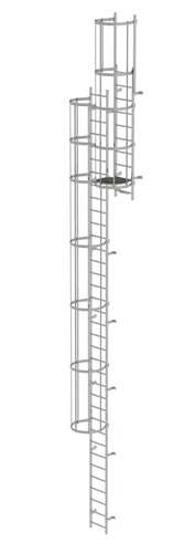 MUNK Mehrzügige Steigleiter mit Rückenschutz (Bau) Edelstahl 11,84m 