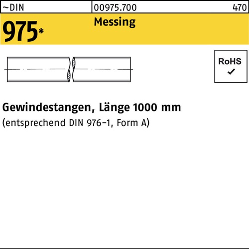 Gewindestange DIN 975 M16x 1000mm Messing 1 Stück