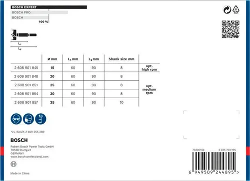 Bosch Scharnierlochbohrer-Set EXPERT Laminated Wood 5tlg. 15/20/25/30/35 x 60 x 90 mm