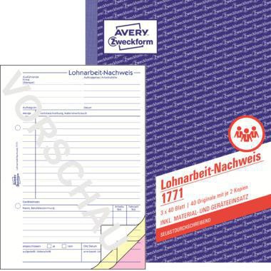 Avery Zweckform Lohnarbeitnachweis 1771 DIN A5 SD 3x40Blatt