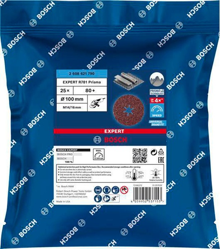 Bosch Fiberscheibe EXPERT R781 Prisma Ceramic D.100mm Bohrungs-D.16mm Körnung 80