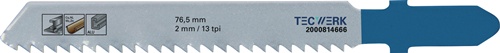 Stichsägeblatt Gesamt-L.76,5mm Zahnt.2mm HSS 5 St./Karte TECWERK