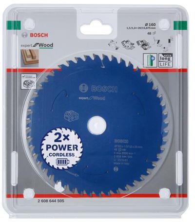 Bosch Kreissägeblatt Expert for Wood D.160mm Bohrung 20mm 48Zähne WZ