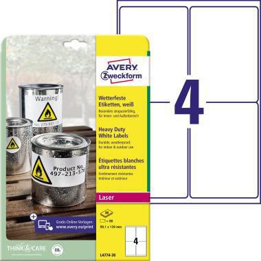 Avery Zweckform Folienetikett L4774-20 99,1x139mm 80 St./Pack.
