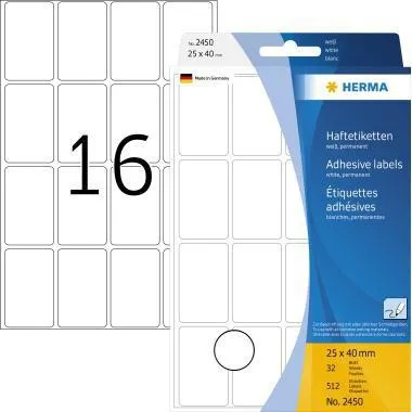HERMA Vielzwecketikett 2450 25x40mm weiß 512 St./Pack.