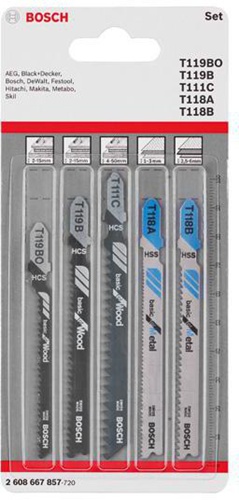 Bosch Stichsägeblatt-Set Wood and Metal Basic 5tlg. m.T 119 BO/T 119 B/T 111 C