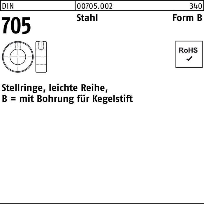 Stellring DIN 705 Bohrung f.Kegelstift B 32x50x16 Sta leichte Reihe 10St.