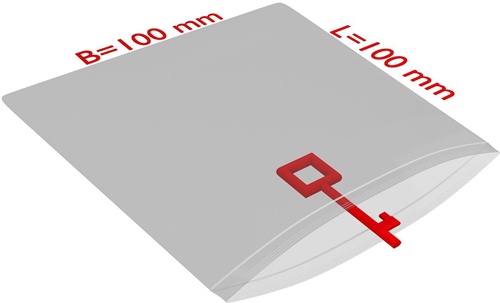 Druckverschlussbeutel Maße 100x100mm Stärke 50µ PE transparent TRANSPAK