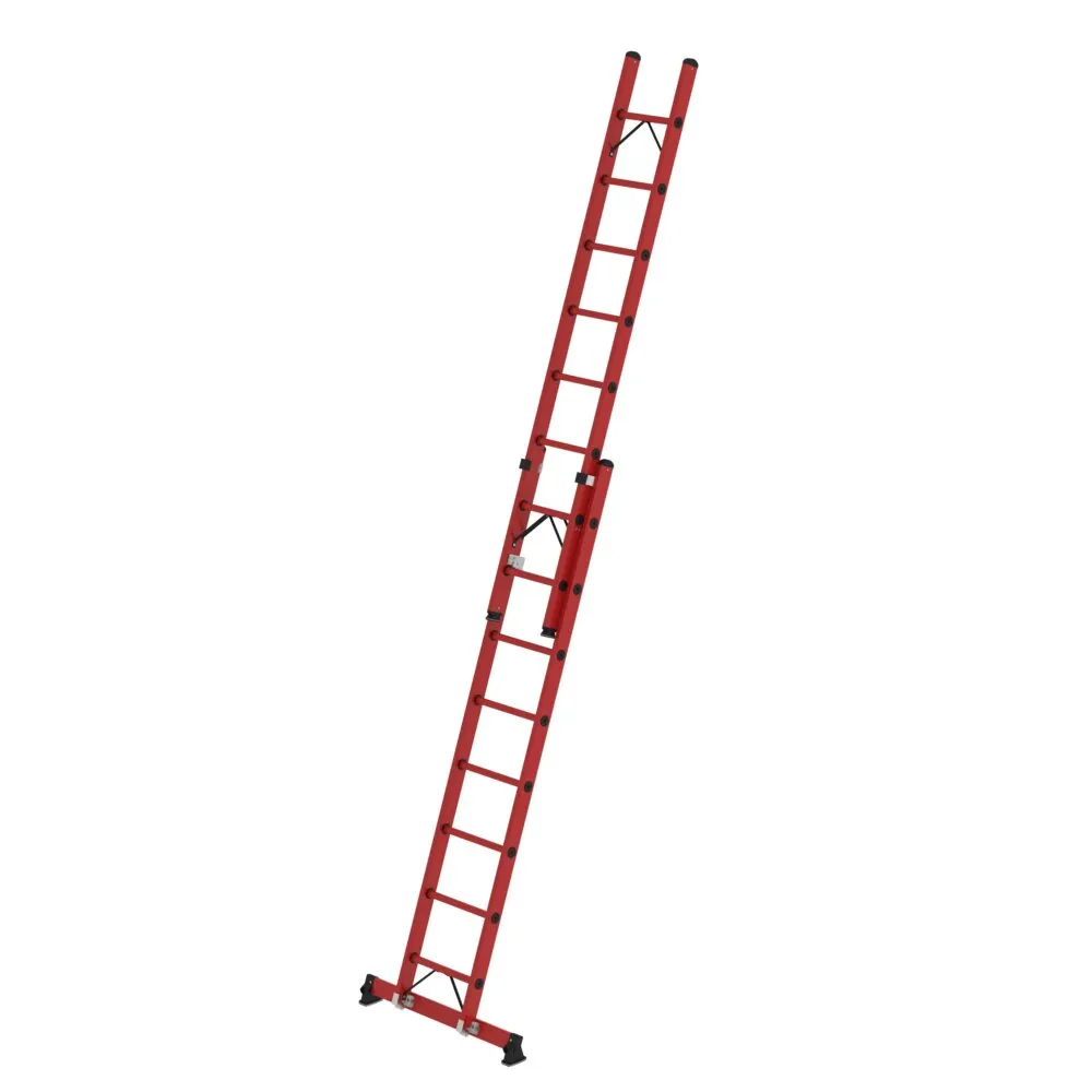 MUNK Sprossen-Schiebeleiter zweiteilig GFK mit nivello® Traverse