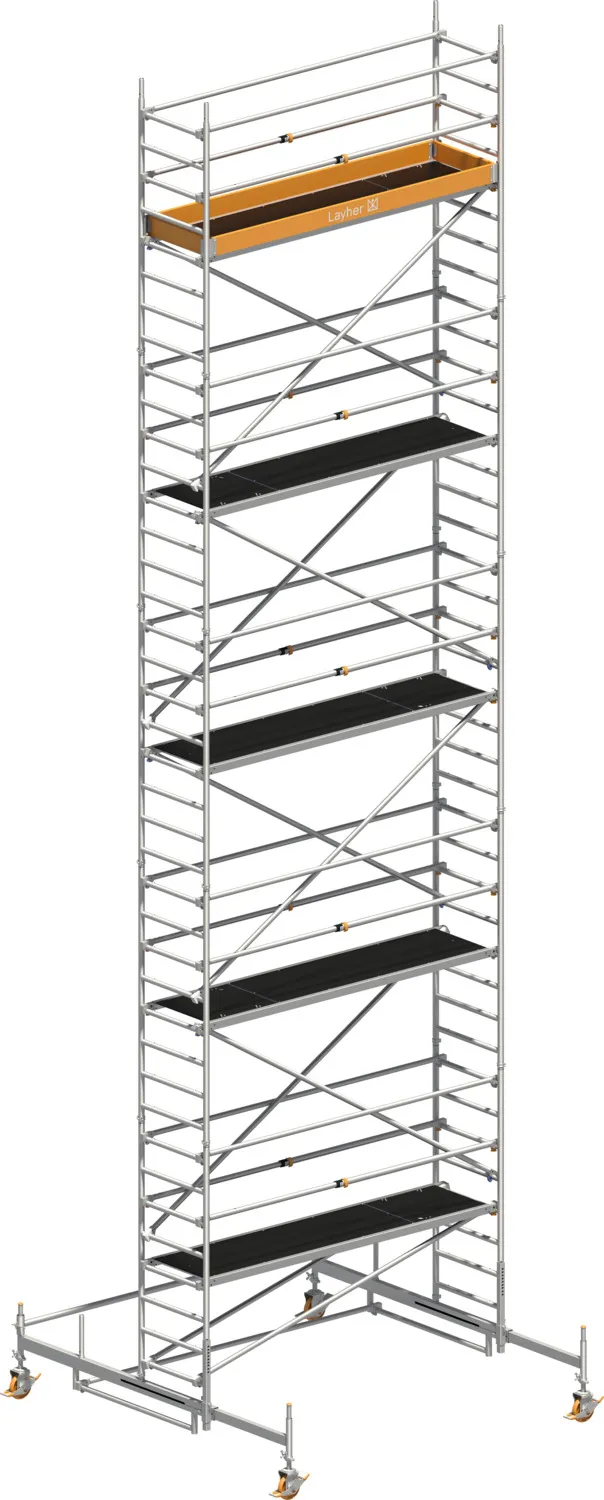 Layher Fahrgerüst Uni Standard P2 mit Uni Telegeländer Typ: 1411109 | SH: 9,38 m / AH: 11,38 m