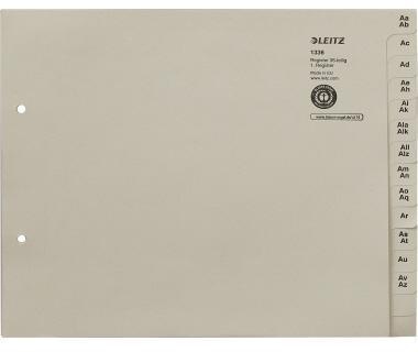 Leitz Registerserie 13360085 DIN A4 A-Z für 36 Ordner Tauenpapier grau